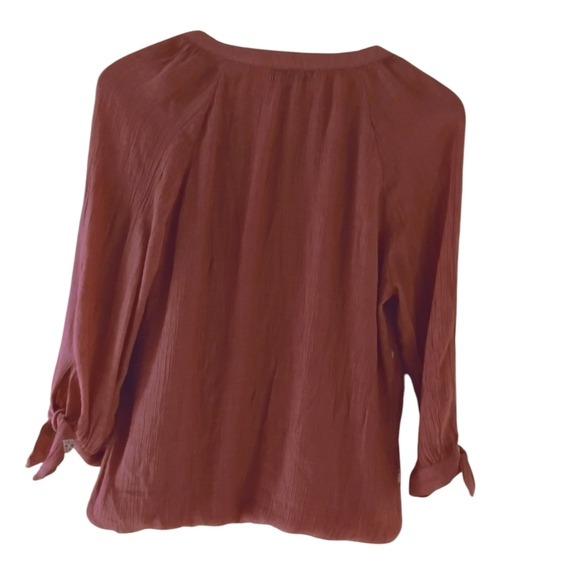 Figueroa & Flower Lulu Rust Embroidered Peasant Blouse Sz M - Picture 4 of 6